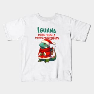 Iguana Wish You A Merry Christmas Kids T-Shirt